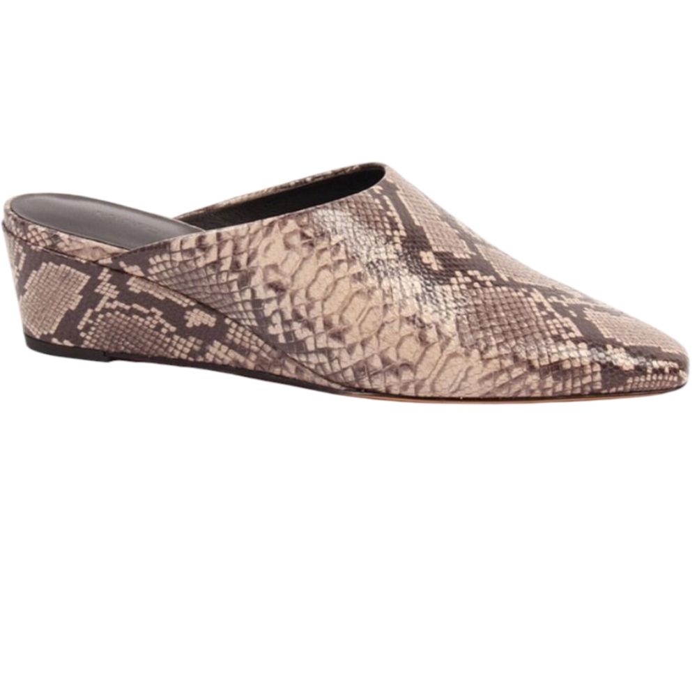 Vince Beige and Brown Snakeskin Leather Mule